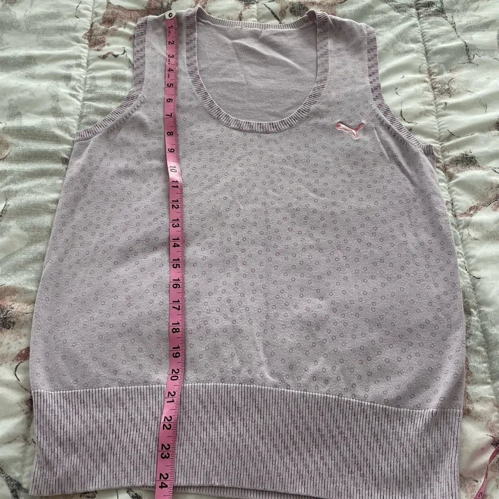Puma Y2K lavender animal prints cotton preppy academia summer golf vest, size S